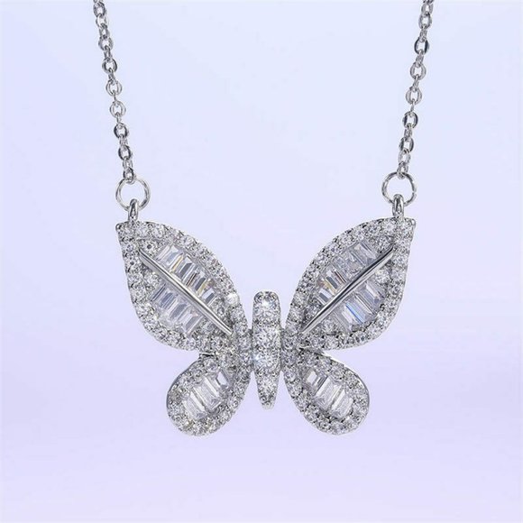 Luxury CZ buttetfly Pendant Necklace NWT - Picture 3 of 10